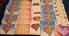 Large Lot of 40 Assorted HEARTS and SUNS Greeting Note Cards with 5 Designs