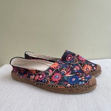 Boden Black Floral Espadrilles Size 40 UK 6.5 7 Slip On Flat Shoes