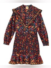 NEW FARM RIO Black Pineapples Mini Dress Floral Ruffle Smocked Sz: Large