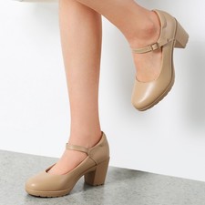 Women Mary Jane Round Toe Pumps Chunky Low Block Heels Work Pumps Dress Shoes