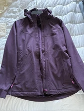 Kirkland Signature Size M Softshell Jacket Purple Hooded Water-Resistant Coat