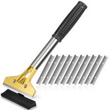 4 Inch Razor Blade Scraper Tool with 10 Extra Blades for Glass, Floors, Stovetop