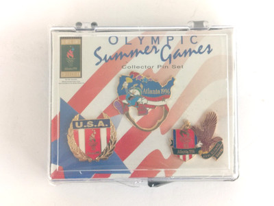 1996 Atlanta Olympics Hat Lapel Pin Aminco U.S.A. Izzy Set Sealed