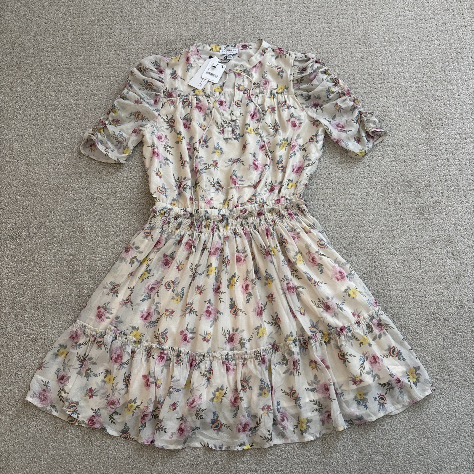 NWT Anthropologie Current Air Floral Tiered Ruffle Mini Dress Sz S Fairy Whimsy