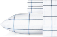 Blue Queen Sheet Set, Cotton Percale Bedding Set, Crisp & Cool
