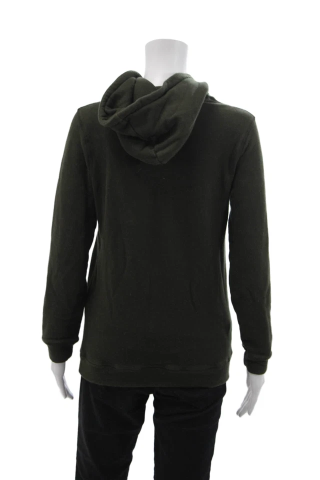 Moletom com capuz Theory feminino pulôver bolso frontal cordão verde pequeno - Imagem 3 de 4