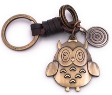 Owl Keychain Pendant Made of Metal Bronze
