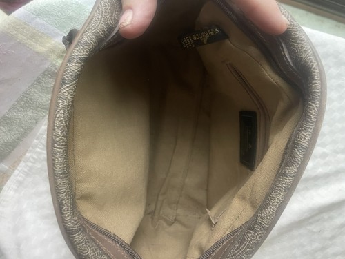 Vintage Liz Claiborne Taupe Paisley Satchel With Leather Trim - Picture 14 of 16