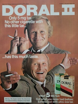1979 New Doral II cigarettes Only 5 Mg Tar man Smoking vintage ad