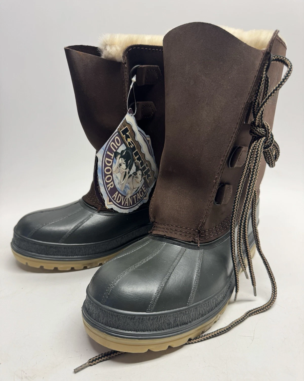 KAMIK NEW Alborg Brown Leather LaceUp Insulated Winter Boots Waterproof Mens 8M