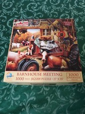 SunsOut Jigsaw Puzzle Barnhouse Meeting 1000 Oversize Pieces ALL COMPLETE