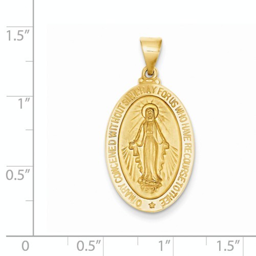 14K YELLOW GOLD HOLLOW MIRACULOUS MEDAL CHARM BLESSED VIRGIN MARY ...