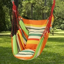 Outdoor Hammock Chair, Canvas Leisure Swing Hanging Chair, Without Pillow Green-