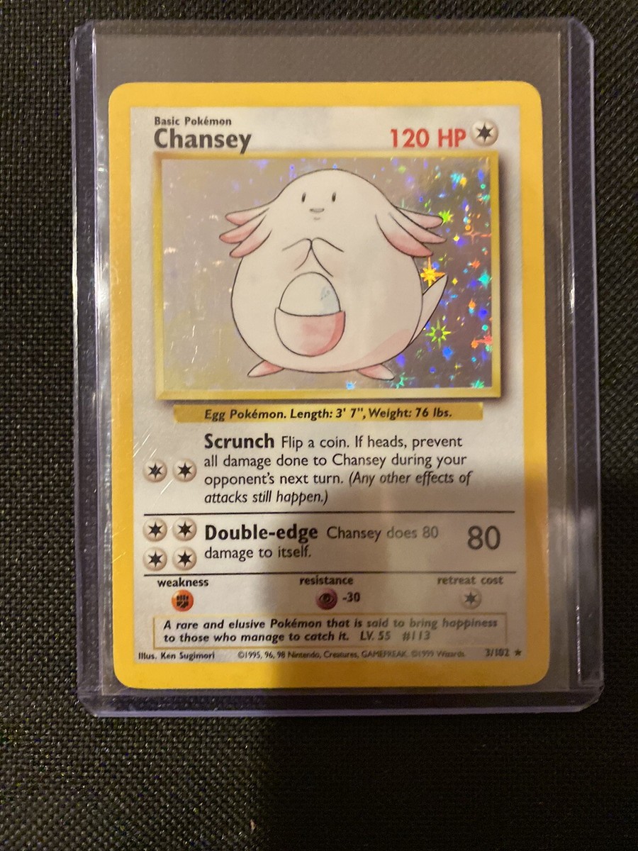 Chansey 3/102 Holo Rare – Base Set Pokemon Card (Unlimited, Heavily Played)