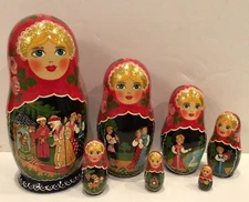 Vintage Russian Nesting Doll Fedoskino Style "Russian Fairy Tales" 7 Pcs 2006