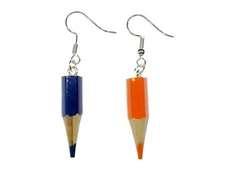 Color Pencil Earrings Miniblings Pen School Wood Upcycling Single