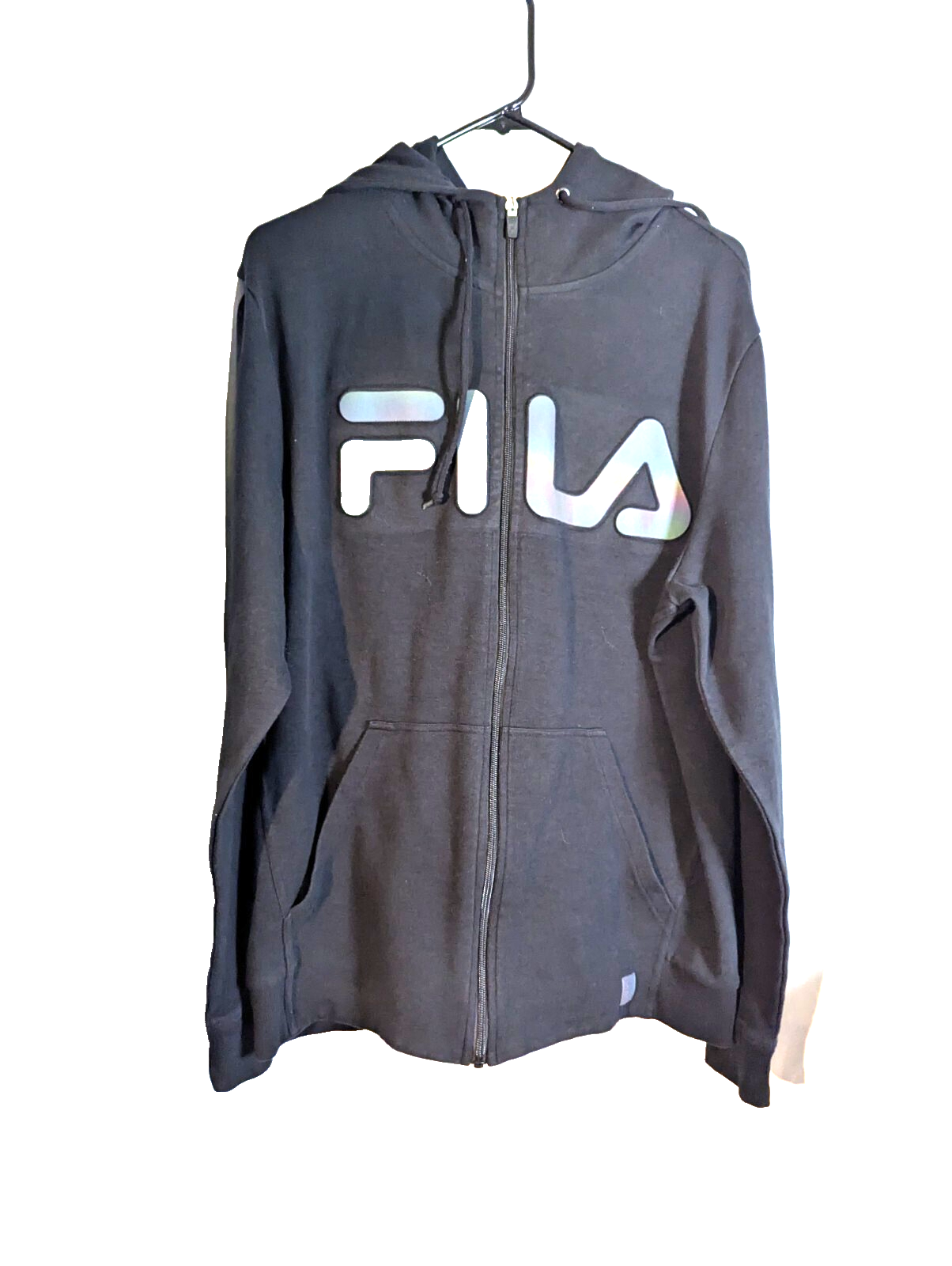 Felpa con cappuccio Fila uomo s large nera full zip usata
