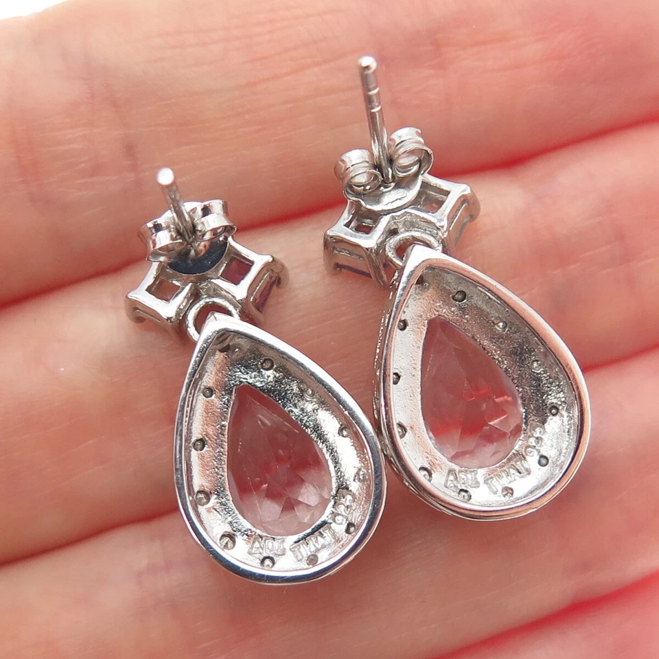 925 Sterling Silver Real Diamond Accent Blue Topaz Peridot & Amethyst Earrings - Image 2 of 4