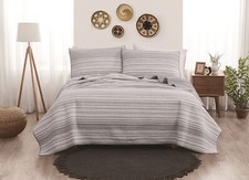 Brooklyn Loom Noah Stripe Yarn Dye Collection 3 Piece Quilt Set - King Grey