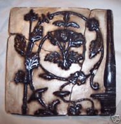 TUSCAN w / leaves plaque mold plaster concrete resin casting 7'' x 7'' x 1'' thick