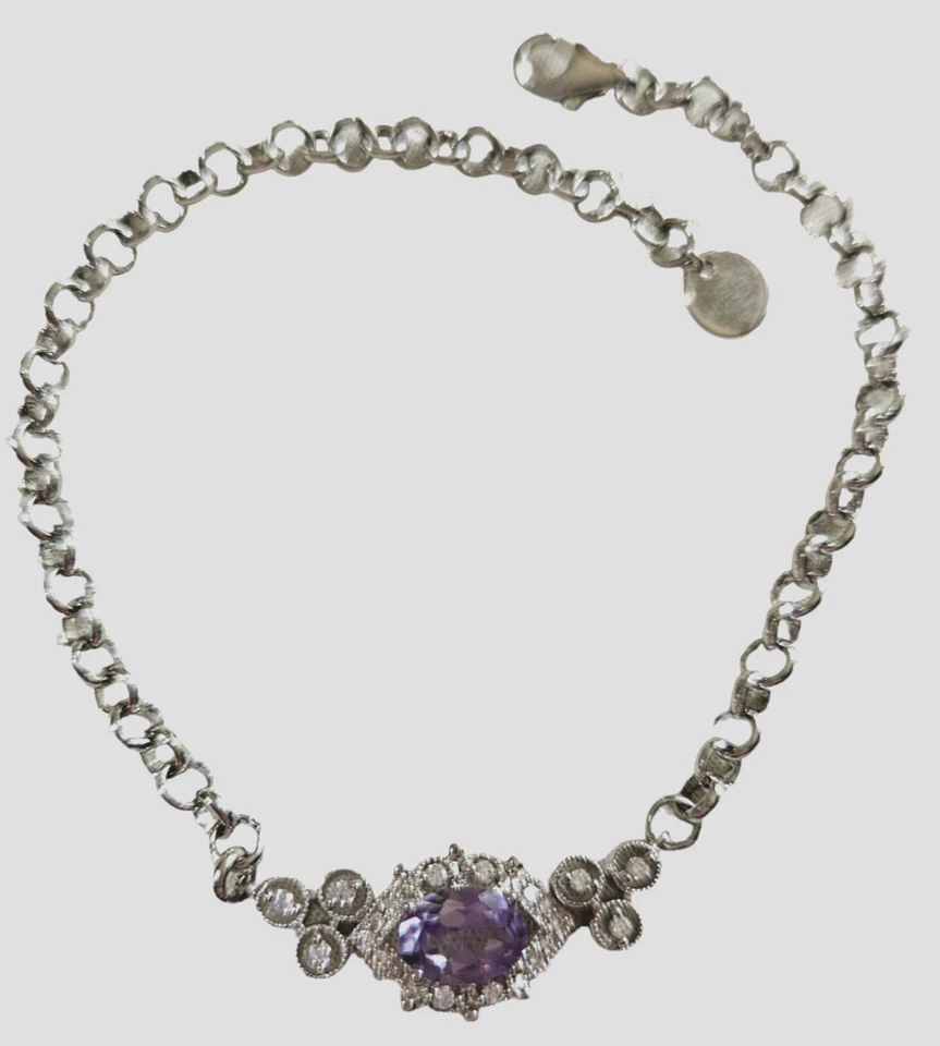 Brazalete Gold Coast Platino Espinela Púrpura/Cristal Estilo Filigrana 8.5" Foto 3 de 4