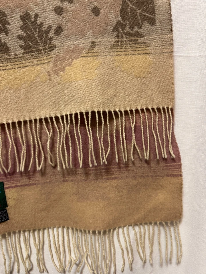 BUFANDA VINTAGE AUTÉNTICA PROCHOWNIK ARTE FLORAL BEIGE LANA FLECOS LARGOS UNISEX Foto 3 de 4