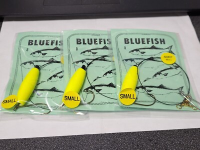 3 NJ Hand Tied 3/0 Hook Wire Rigs w/Small Yellow Float FREE SHIPPING