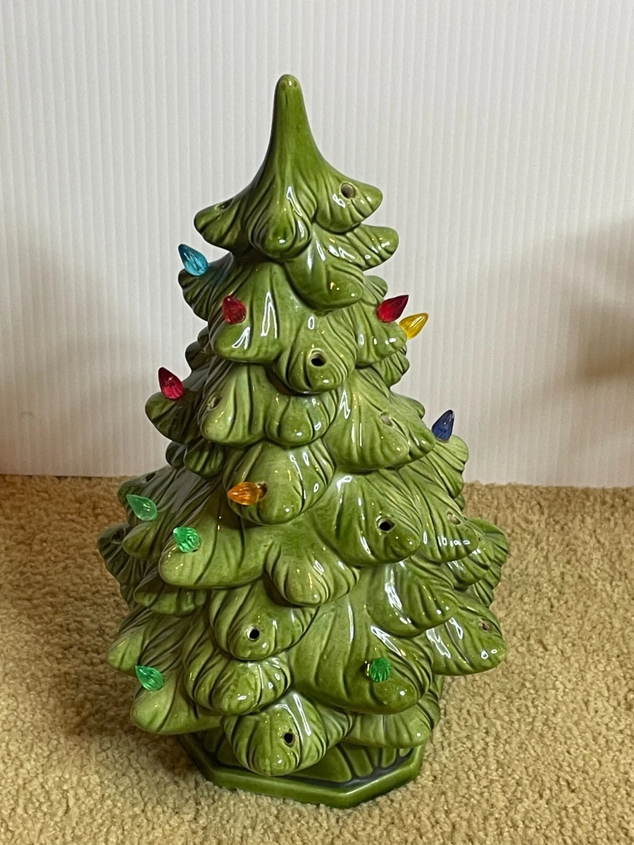 Vintage 70s Mid Century Ceramic Mold Light Up Lit Christmas Tree ...