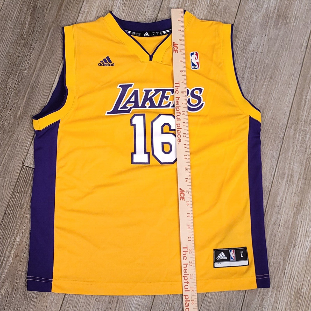 Adidas Los Angeles Lakers Jersey Boys Large Purple Gold Pau Gasol