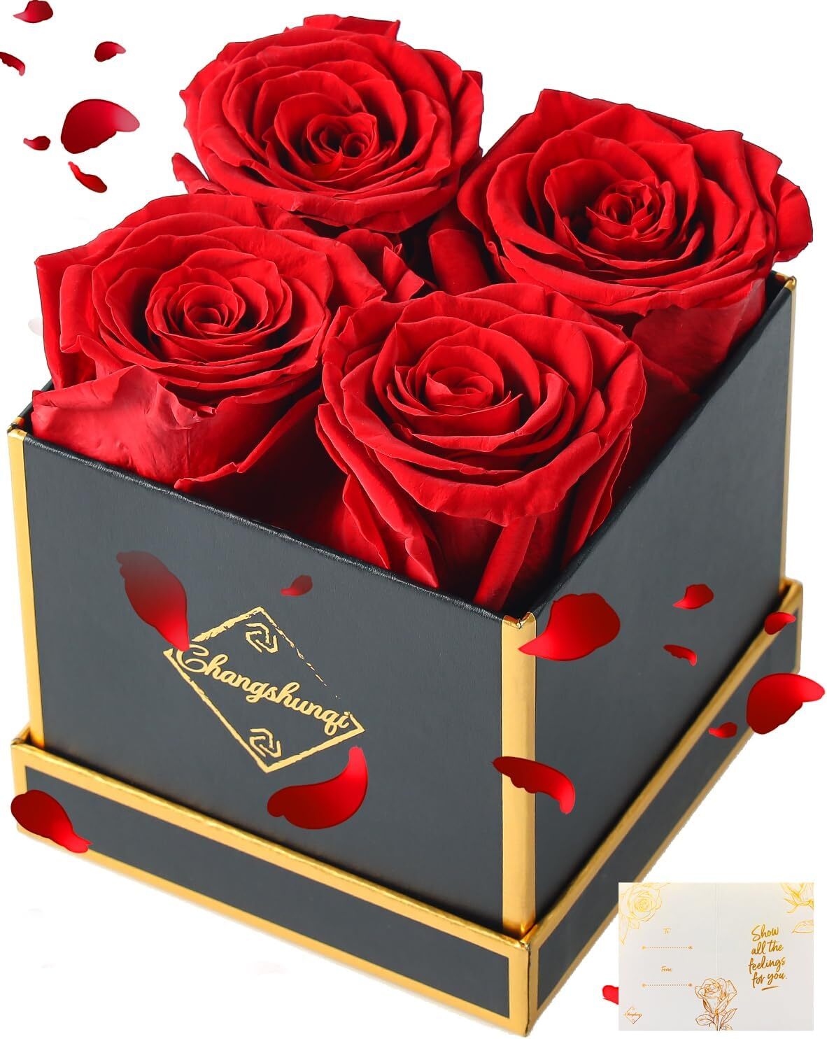 Changshunqi Forever Flowers, Fresh Preserved Roses in a Box, Eternal Rose Red
