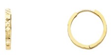 Ladies Kid Real 14k Yellow Gold 2 MM Thick Diamond Cut Huggies Hoop Earring
