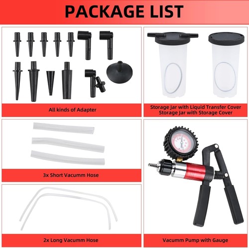 21Pcs Auto Handheld Vacuum Pump Tester Set with Adapters Brake Bleeder Test Kit - Picture 2 of 9