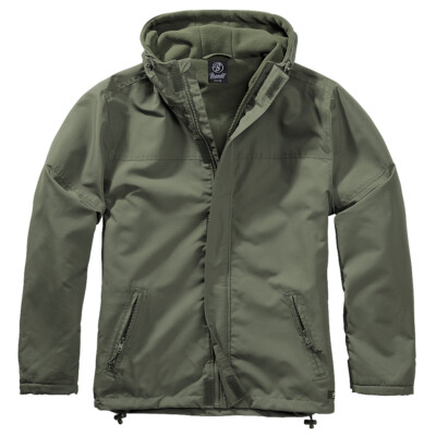Brandit Windbreaker Front Zip Mens Polyester Water Repellent Lightweight Olive