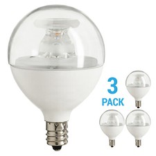 3 Pack LED G16.5 Globe Light Bulb 7W 60W Dimmable Candelabra E12 Vanity Clear