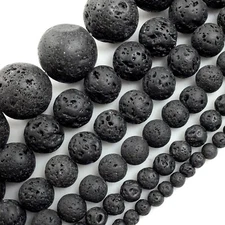 Natural Volcanic Black Lava Rock Round Bead 15" Strand 4mm 6mm 8mm 10mm 12mm 14
