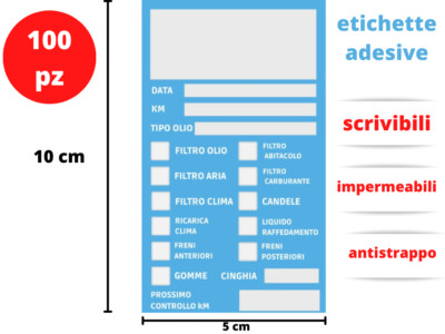 Adesivi Tagliando Auto/Moto - 50 Pezzi, In PVC Resistente, 330x125 Mm, Impermeabili