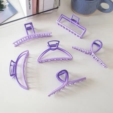 Random 3 PCS Lot 3 Hair Claw Clips Metal Elegent Purple Women Suitable Hairstyle