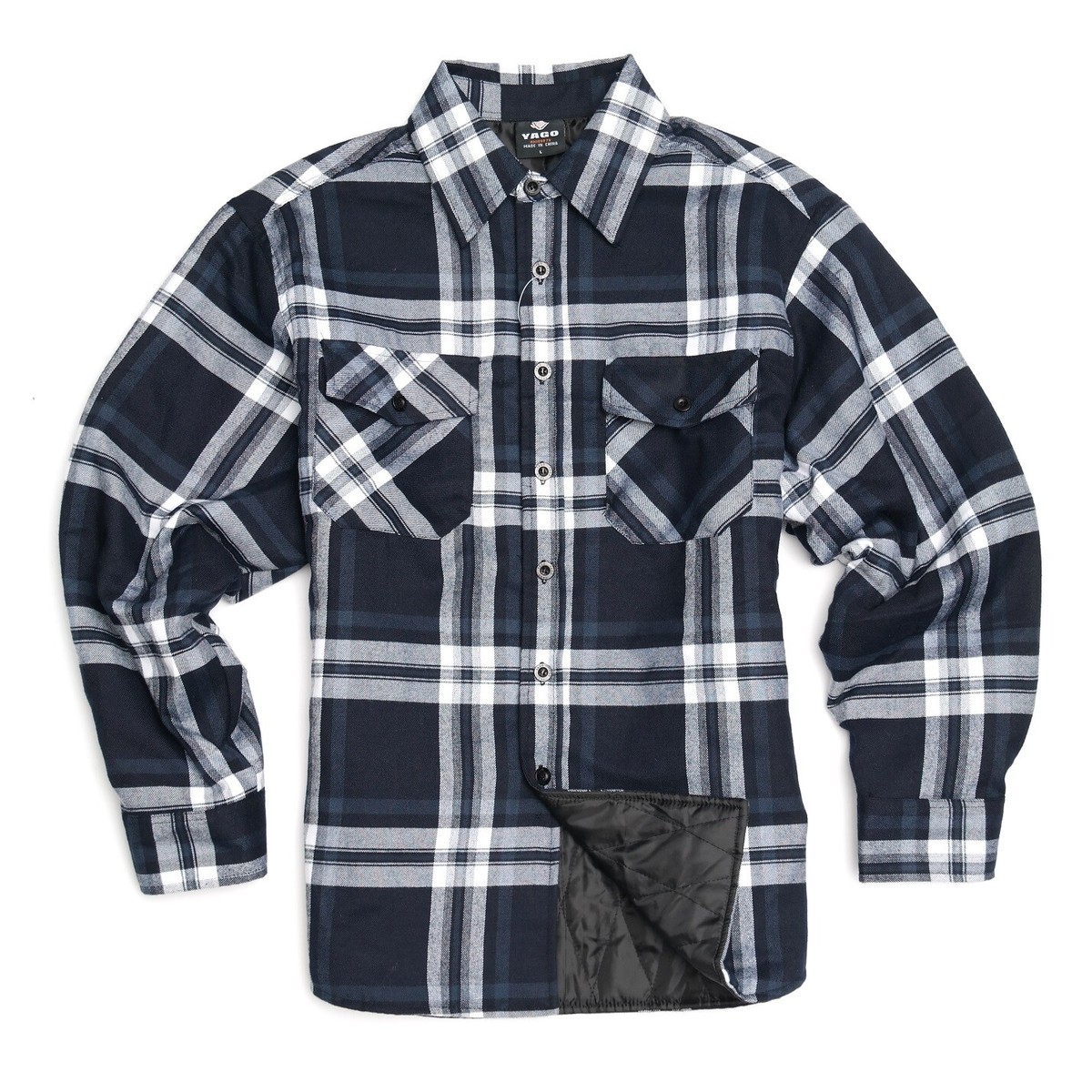 YAGO Men's Plaid Flannel Button Up Casual Shirt Jacket Navy YAGO Men's Plaid Flannel Button Up Casual Shirt Jacket Navy
