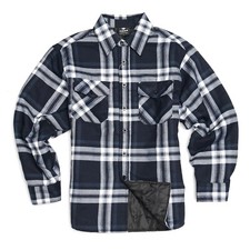YAGO Men's Quilted Lining Flannel Shirt Jacket YG2611-J2 Navy/White S-5XL 