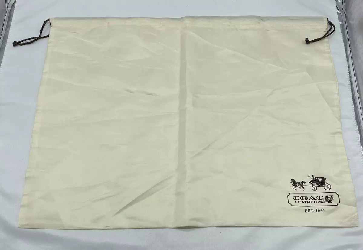 Coach Satin White Ivory Drawstring Closure Dust Bag Cover Size