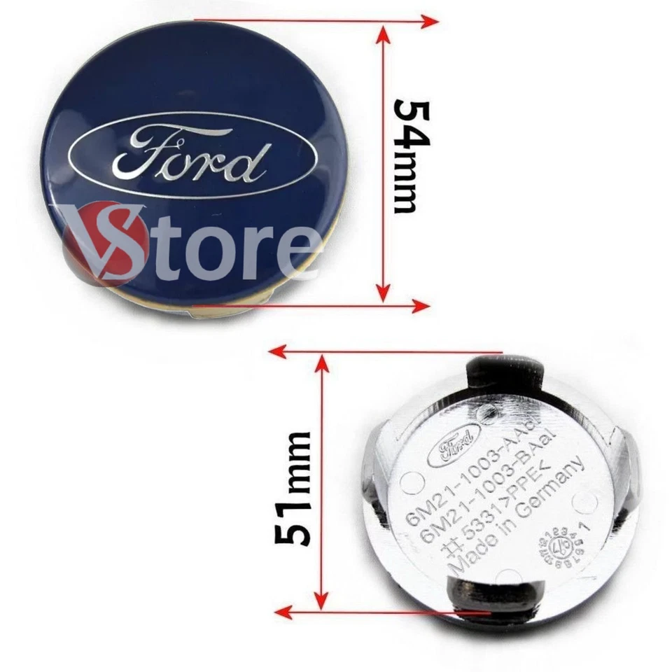 4 Tappi Coprimozzo per Cerchi in Lega Compatibili per Ford 54 mm Blu - Imagen 2 de 4
