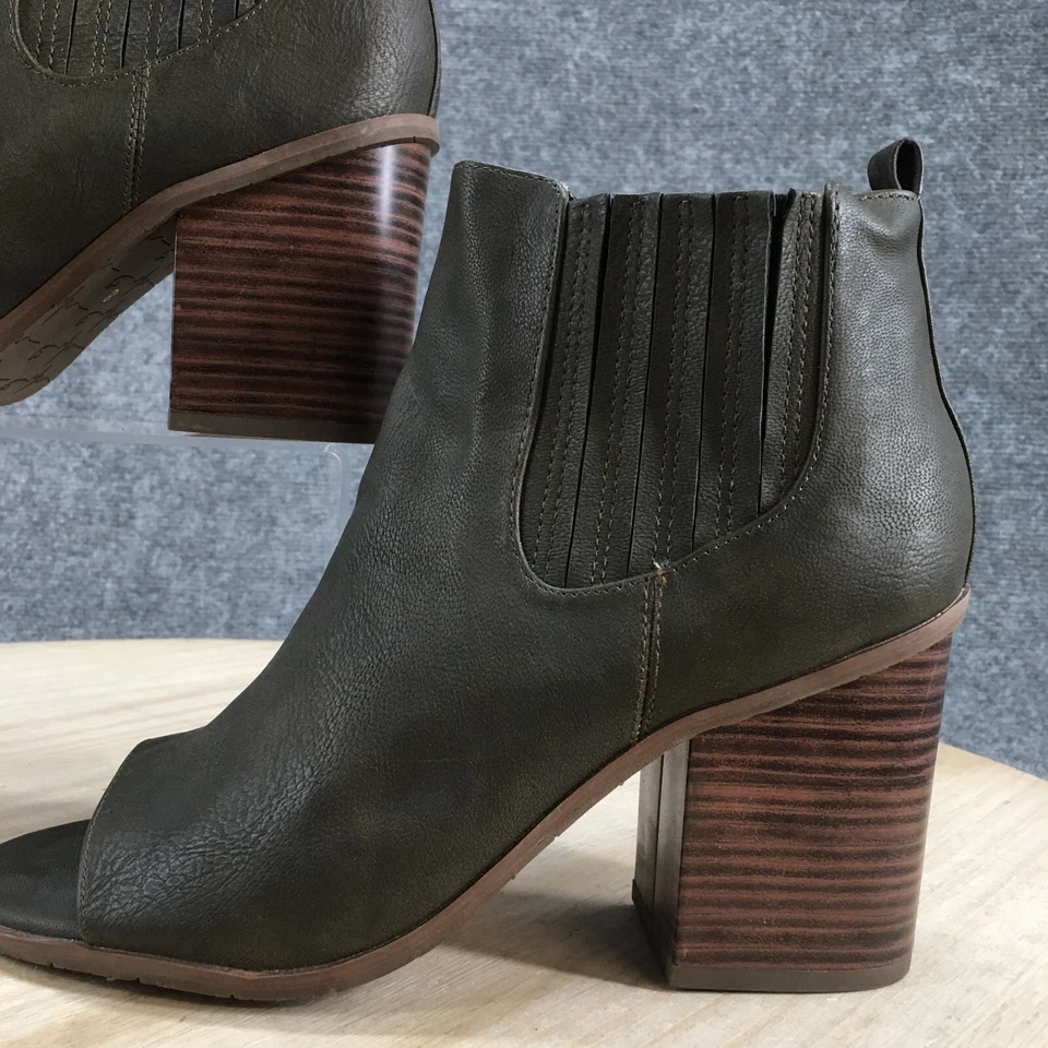 Botas BC Born In California para mujer 8 informales punta abierta botín al tobillo tacones verdes Foto 3 de 4