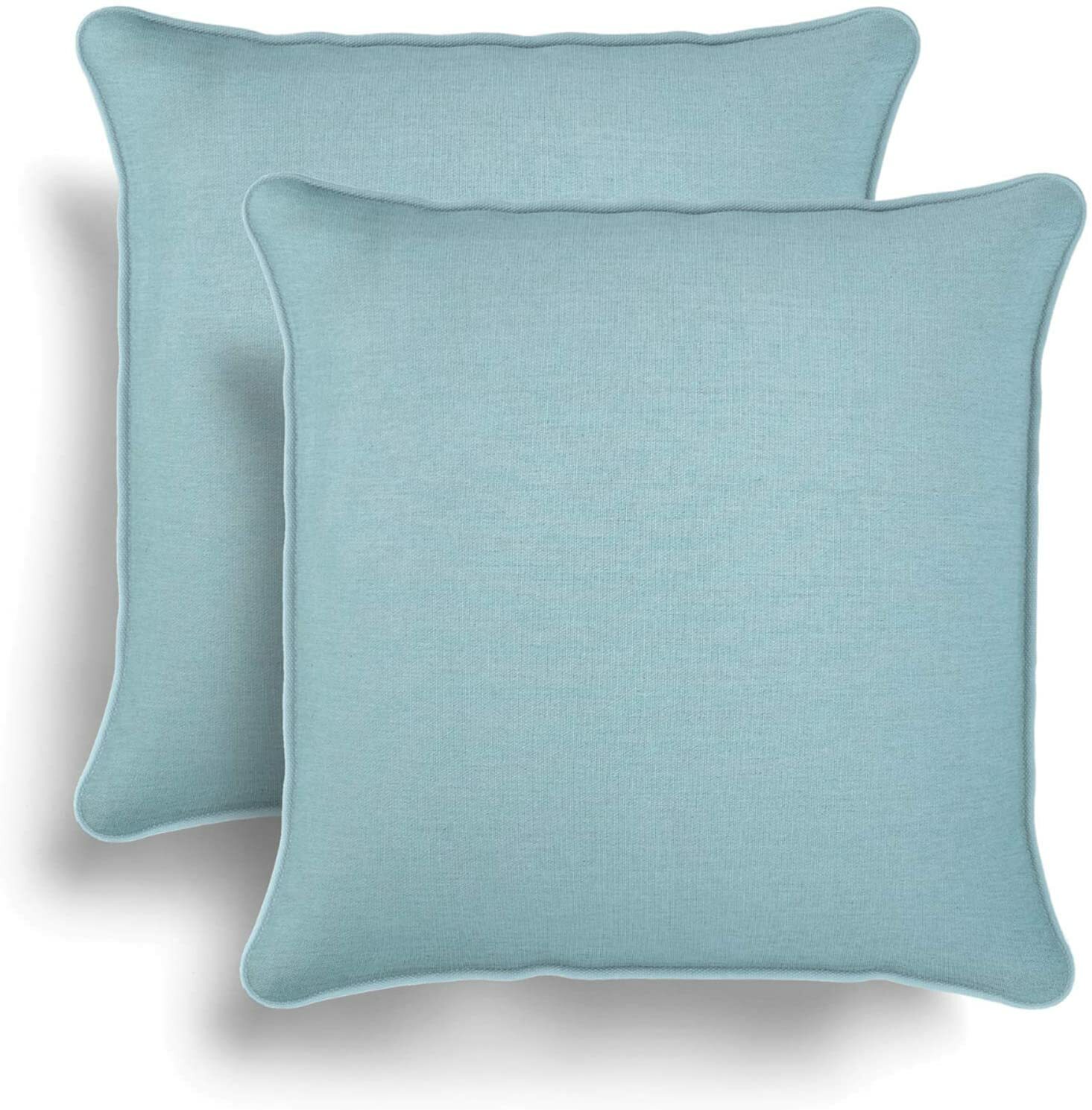 Duck Egg Blue Cushion Covers 2 Pack Cotton With Piped Trim Zip Close