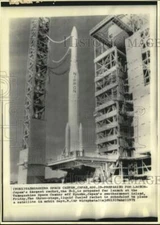 1975 Press Photo The N-1 rocket to launch at Tanegashima Space Center, Japan