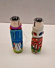 CLIPPER HAND SEWN LIGHTER COVER & LIGHTER WITH MUSHROOM DESIGN SET OF TWO