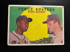1959 Topps - Fence Busters / Hank Aaron - #212 Original Baseball Card