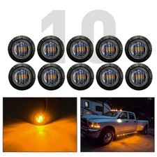 10PCS Yellow 3/4" Bullet Round LED Side Marker Light Trailer Truck RV 12V AUXITO
