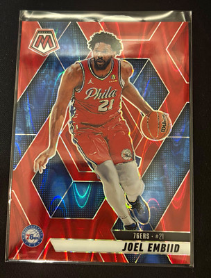Panini 2024-25 Mosaic #152 Joel Embiid Red Seismic Mosaic Prizm /299 76ers