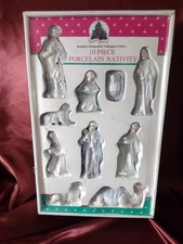 1991 Vintage Nativity Set 10 Piece Porcelain Handpainted Complete VGVC Christmas