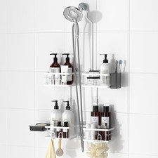 Shower Caddy 4 Basket Hanging Organizer Adjustable Rack Stainless Steel White